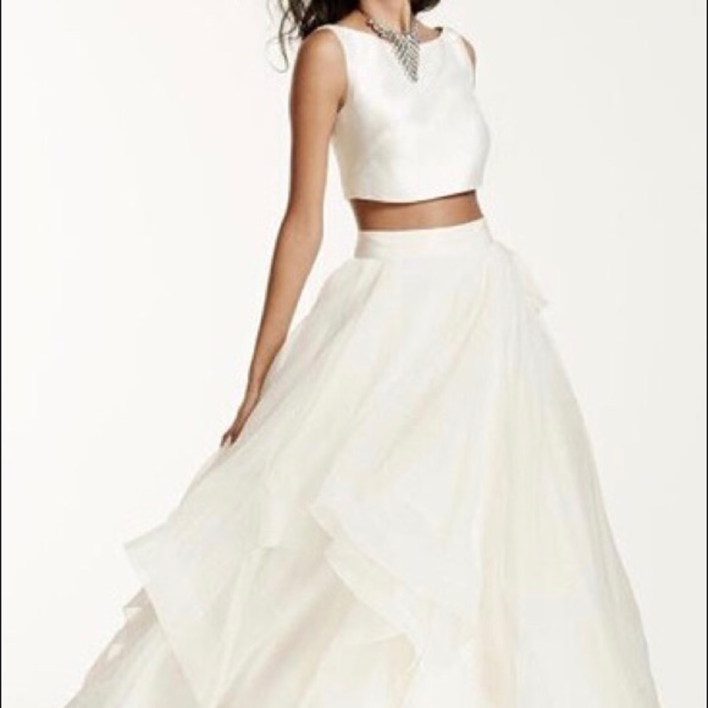 David's Bridal Two-Piece Ivory Wedding Dress